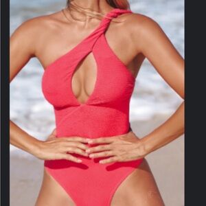 Red One-Shoulder Swimsuit